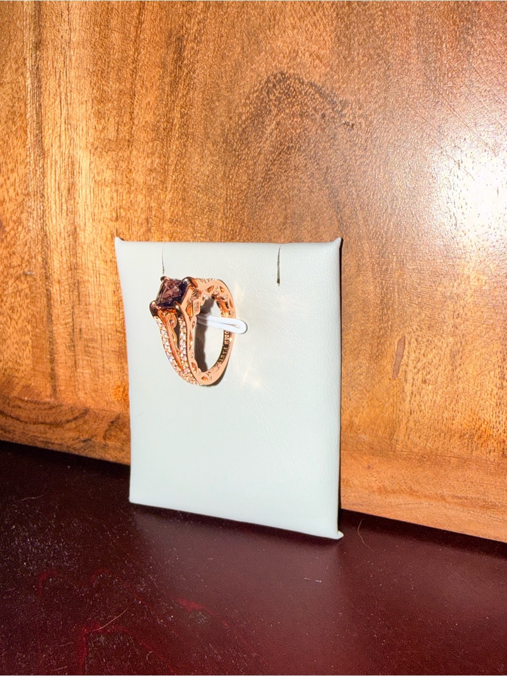 Rose Gold Ring with Purple Center Stone - Picture 3 of 3